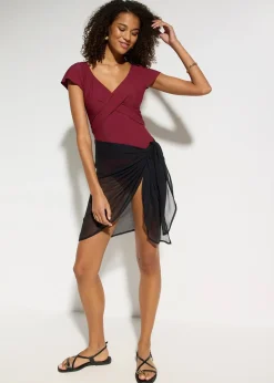 bonprix Maillot 1 pièce sculptant style croisé, maintien léger|Femme Maillots De Bain Gainants|Maillots 1 Pièce