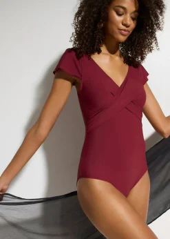 bonprix Maillot 1 pièce sculptant style croisé, maintien léger|Femme Maillots De Bain Gainants|Maillots 1 Pièce