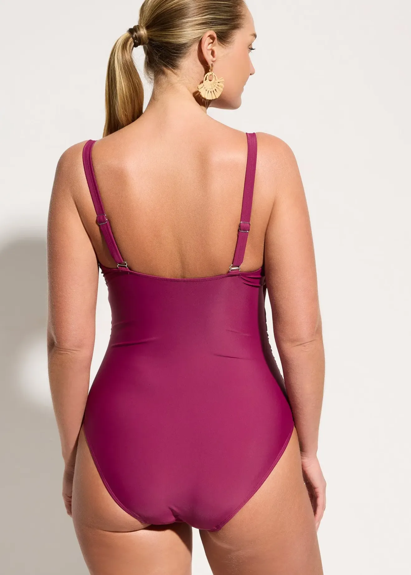 bonprix Maillot sculptant à fronces, maintien modéré|Femme Maillots De Bain Gainants|Maillots 1 Pièce