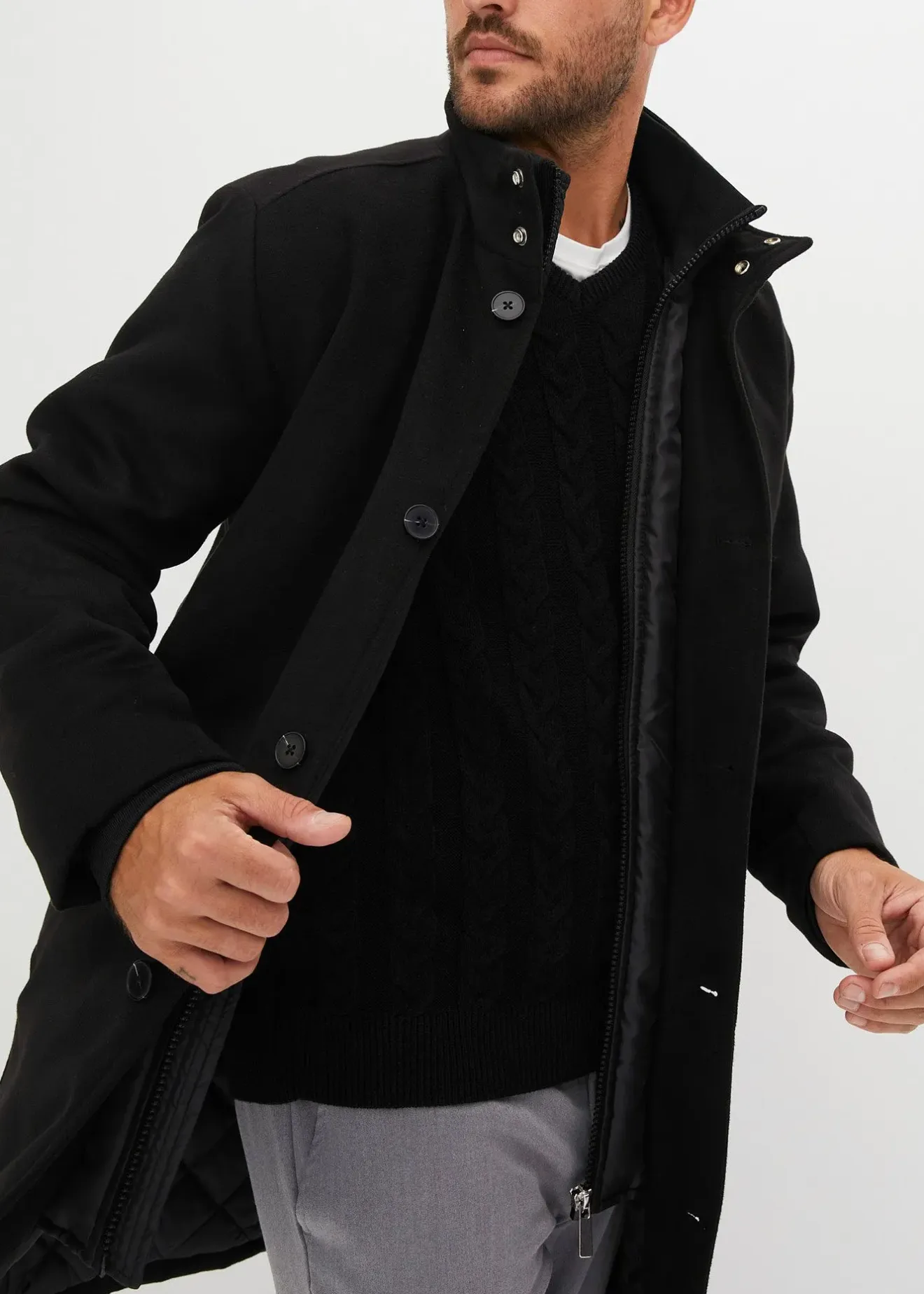 bonprix Manteau court avec empiècement coupe-vent|Homme Vestes