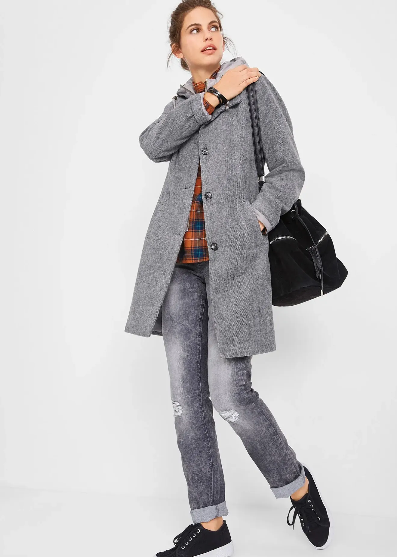 bonprix Manteau court d’hiver, style 2en1|Femme Vestes & Manteaux