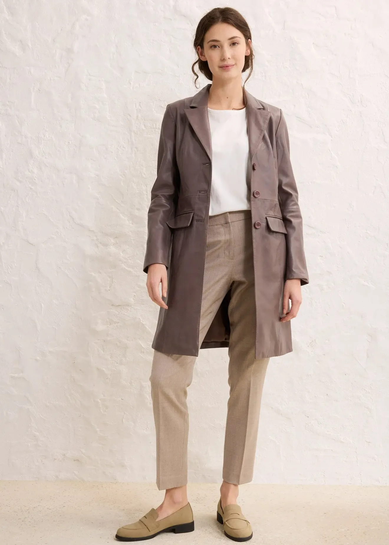 bonprix Manteau court en cuir nappa d’agneau|Femme Premium|Vestes & Manteaux