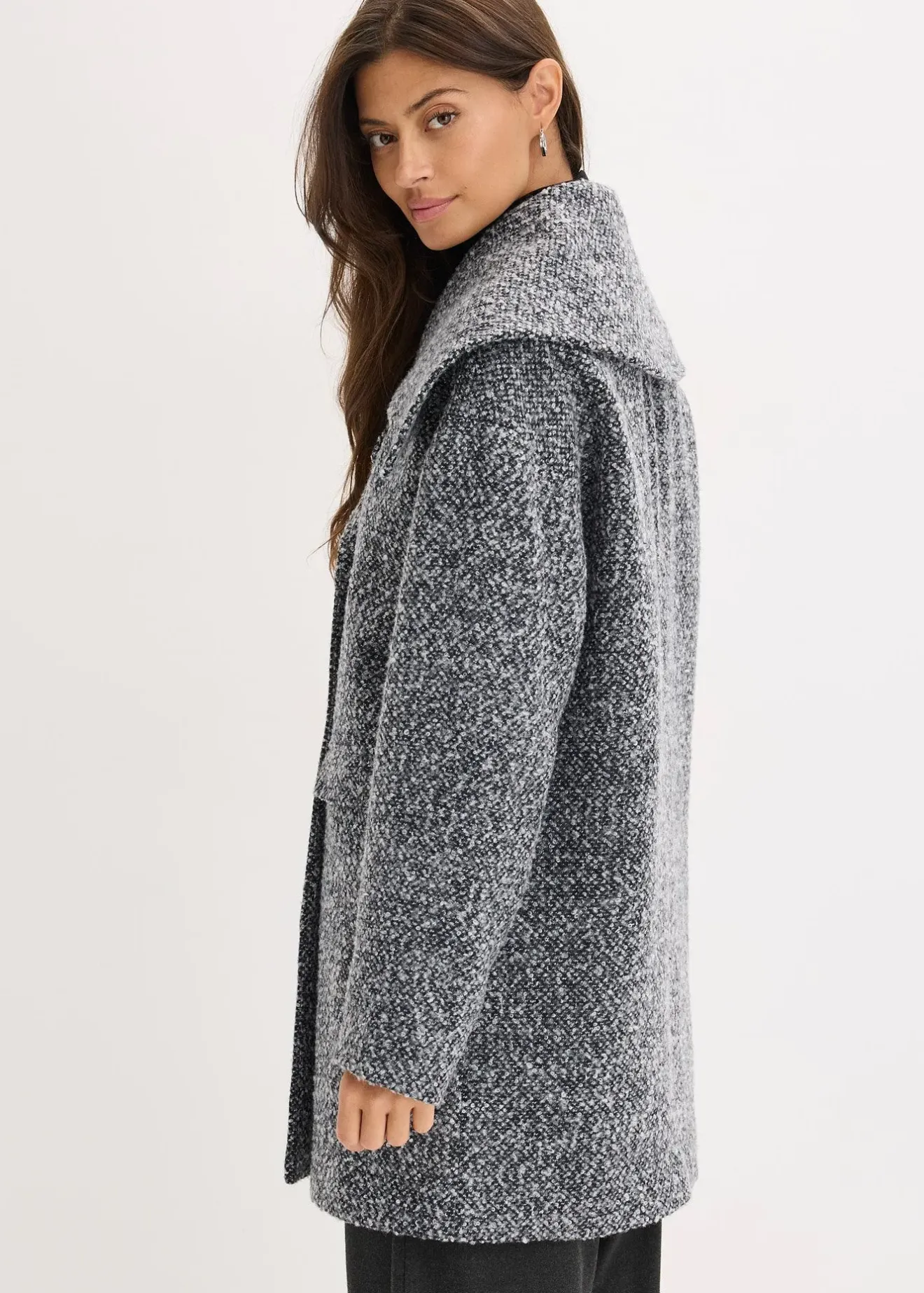 bonprix Manteau court et oversize, aspect chiné|Femme Vestes & Manteaux