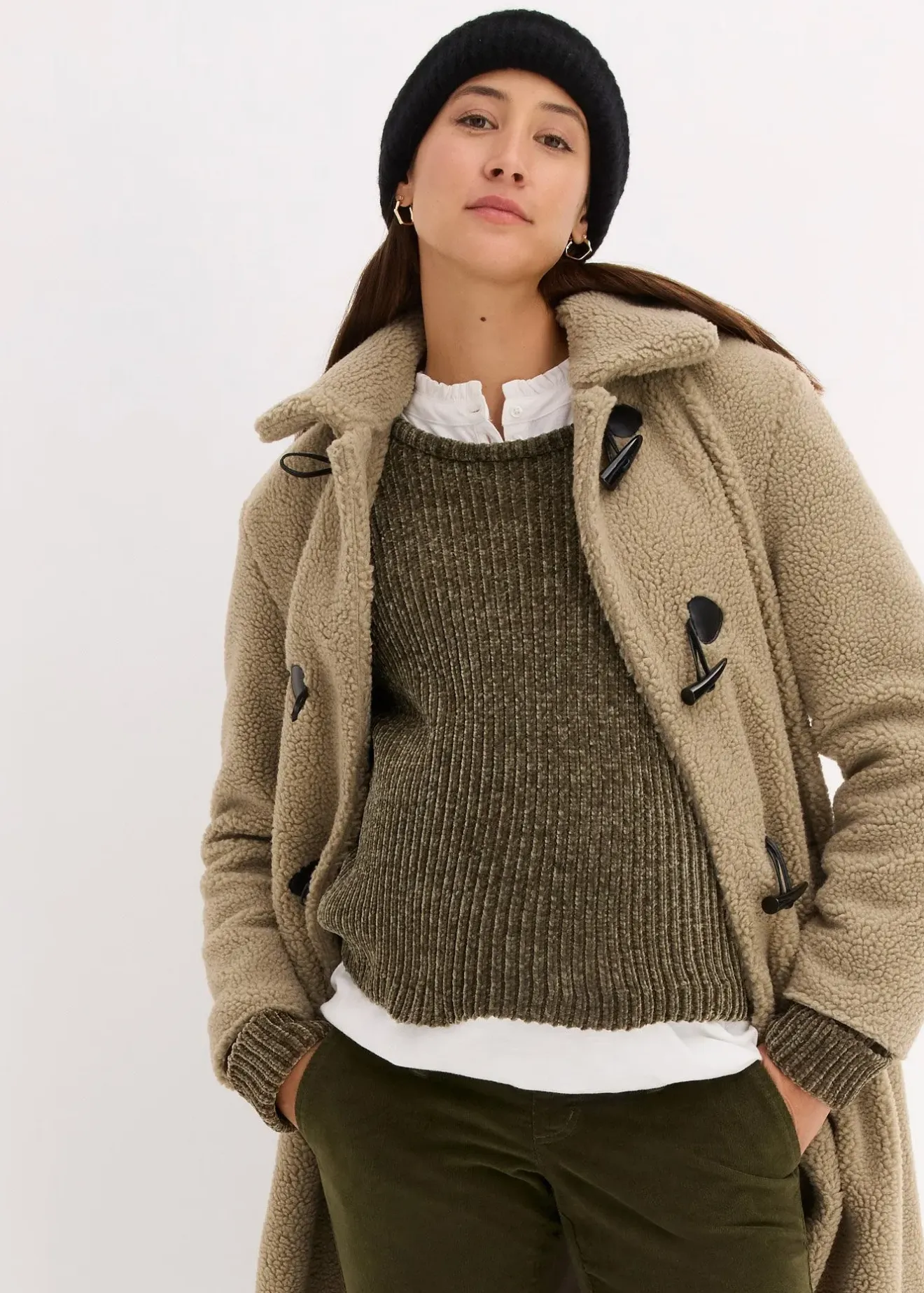 bonprix Manteau de grossesse en sherpa avec empiècement de portage|Femme Femme Enceinte