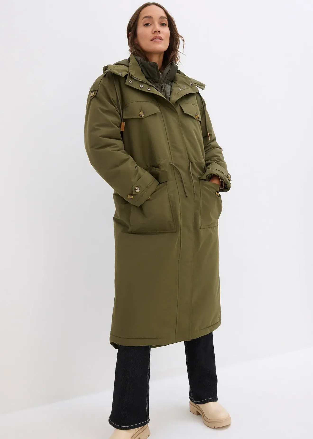 bonprix Manteau d’hiver, style 2-en-1|Femme Vestes & Manteaux