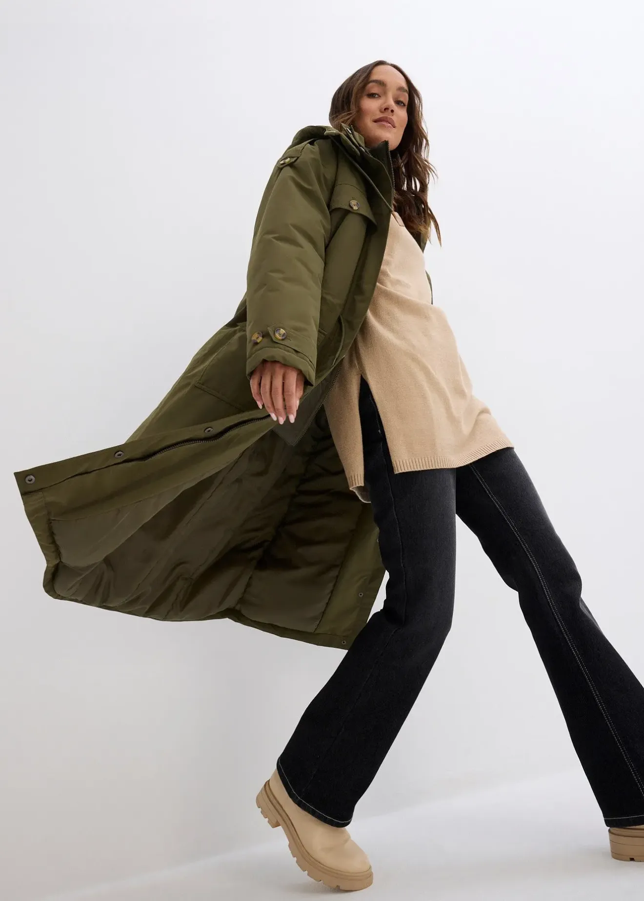 bonprix Manteau d’hiver, style 2-en-1|Femme Vestes & Manteaux