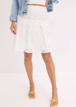 bonprix Mini-jupe en broderie anglaise|Femme Jupes