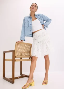 bonprix Mini-jupe en broderie anglaise|Femme Jupes
