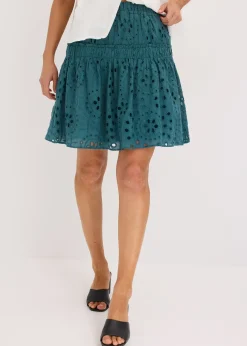 Femme bonprix Jupes|Mini-jupe en broderie anglaise