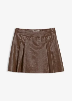 Femme bonprix Jupes|Mini-jupe enduite à plis creux