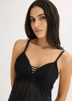 Femme bonprix Guêpières & Déshabillés|Dessous|Négligé à dentelle cœurs, sans armatures