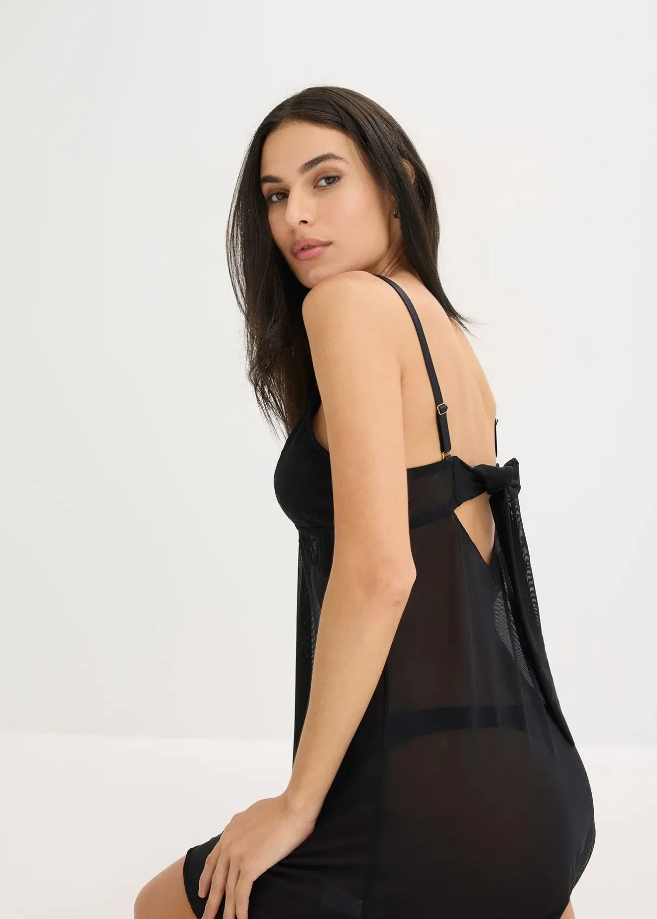 Femme bonprix Guêpières & Déshabillés|Dessous|Négligé à dentelle cœurs, sans armatures