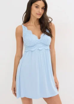 bonprix Nuisette en viscose avec broderies anglaises|Femme Guêpières & Déshabillés|Dessous