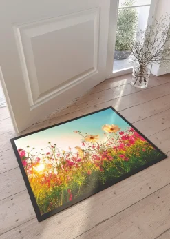bonprix Paillasson lavable à motif pré fleuri| Couloir·Tapis De Couloir|Couloir·Tapis D'Entrée