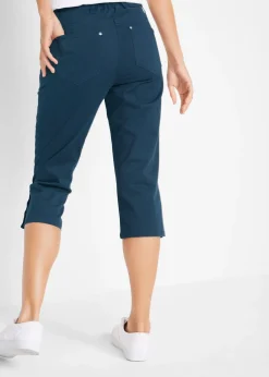 bonprix Pantacourt en coton avec taille élastique et boutons|Femme Pantalons