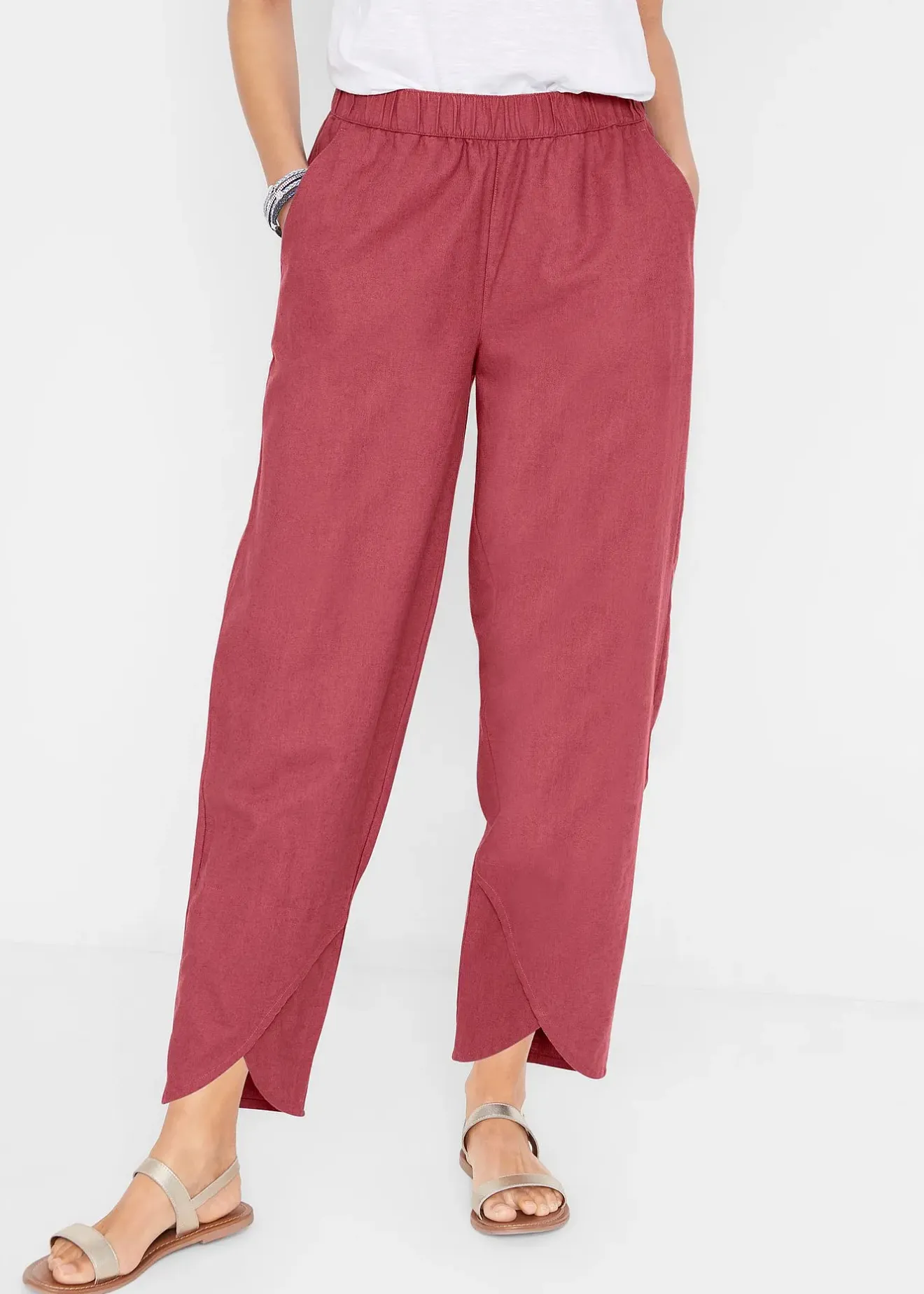 bonprix Pantalon 3/4 aérien en lin mélangé|Femme Pantalons