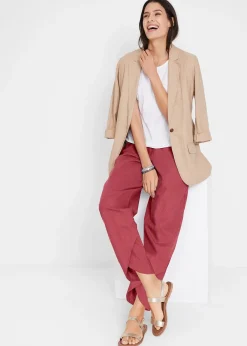 bonprix Pantalon 3/4 aérien en lin mélangé|Femme Pantalons