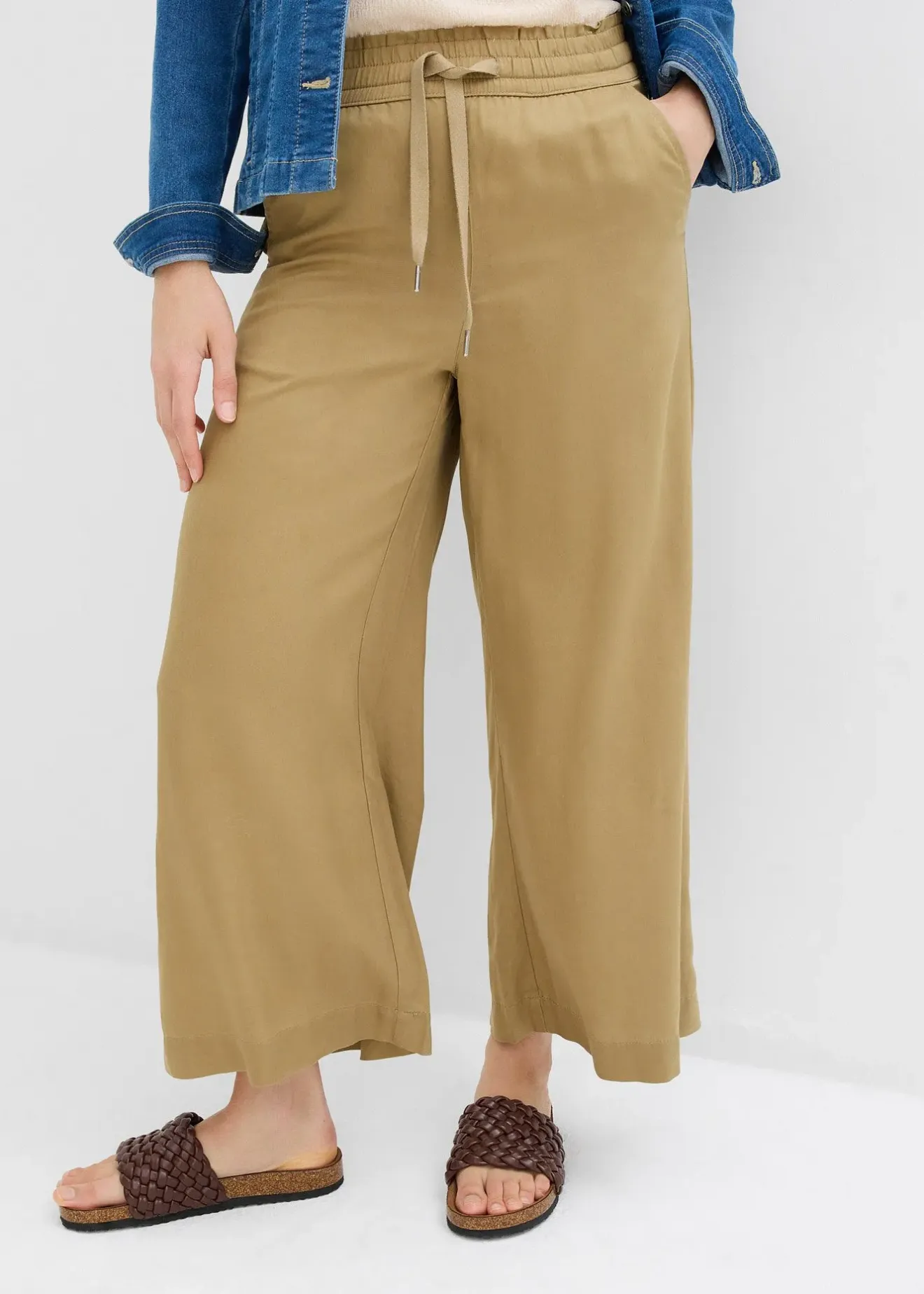 Femme bonprix Pantalons|Pantalon 7/8 en Lyocell à taille élastiquée