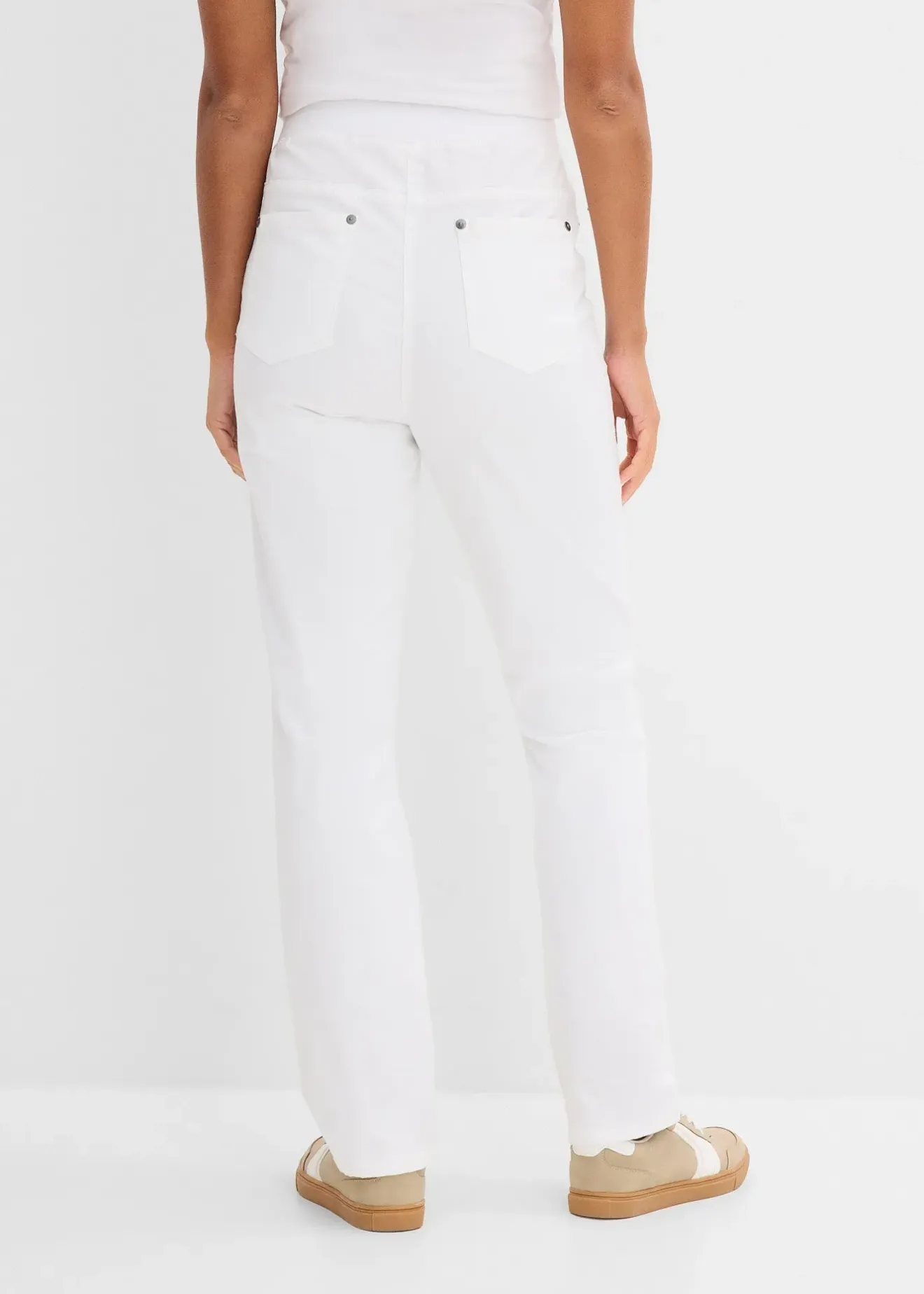 bonprix Pantalon à enfiler avec taille confortable, Straight|Femme Pantalons