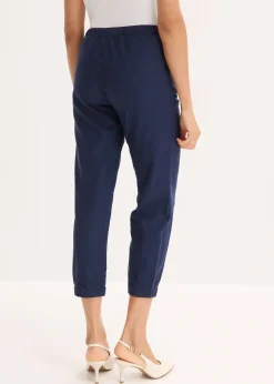 bonprix Pantalon 7/8 léger en lin et coton|Femme Pantalons