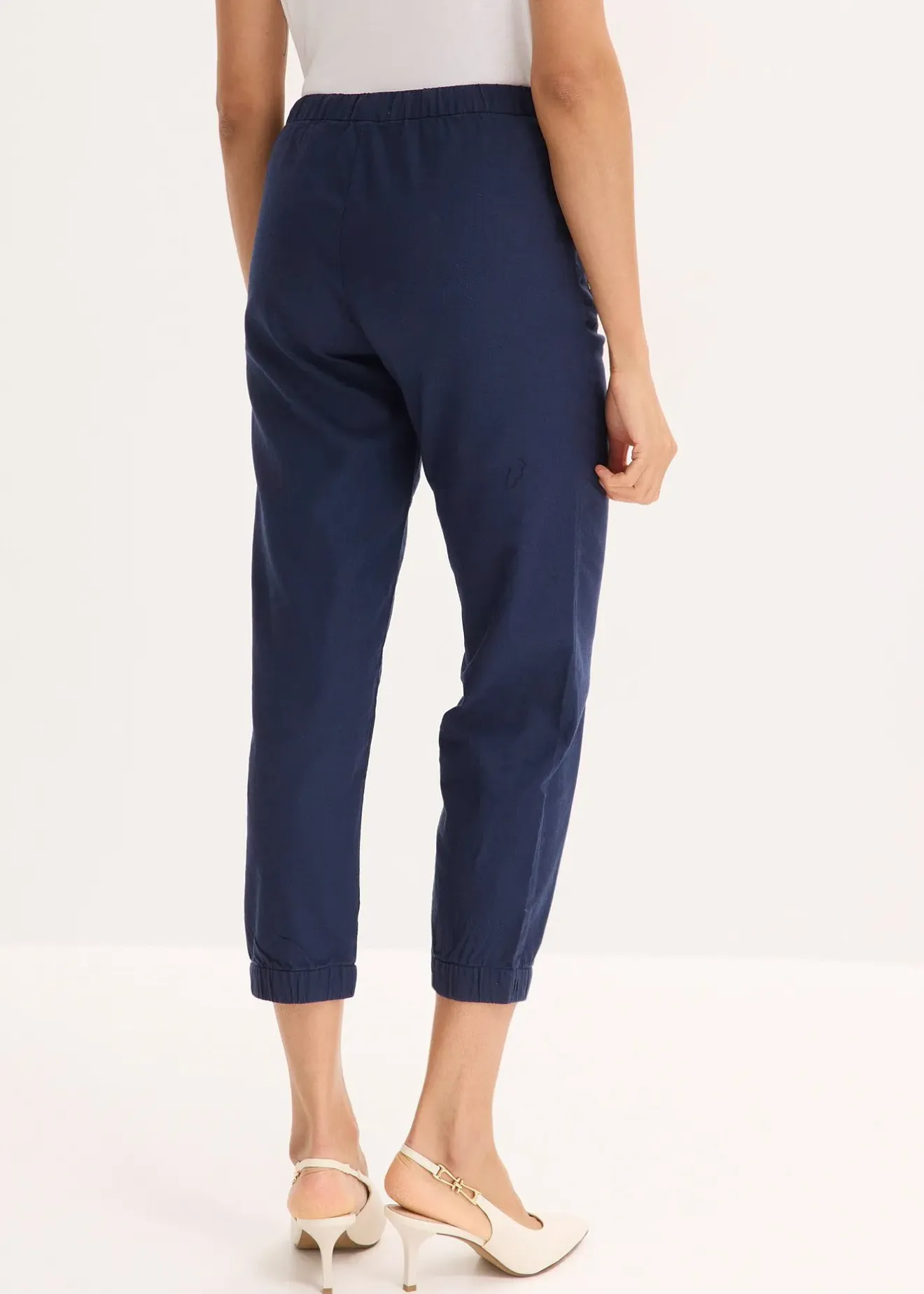 bonprix Pantalon 7/8 léger en lin et coton|Femme Pantalons
