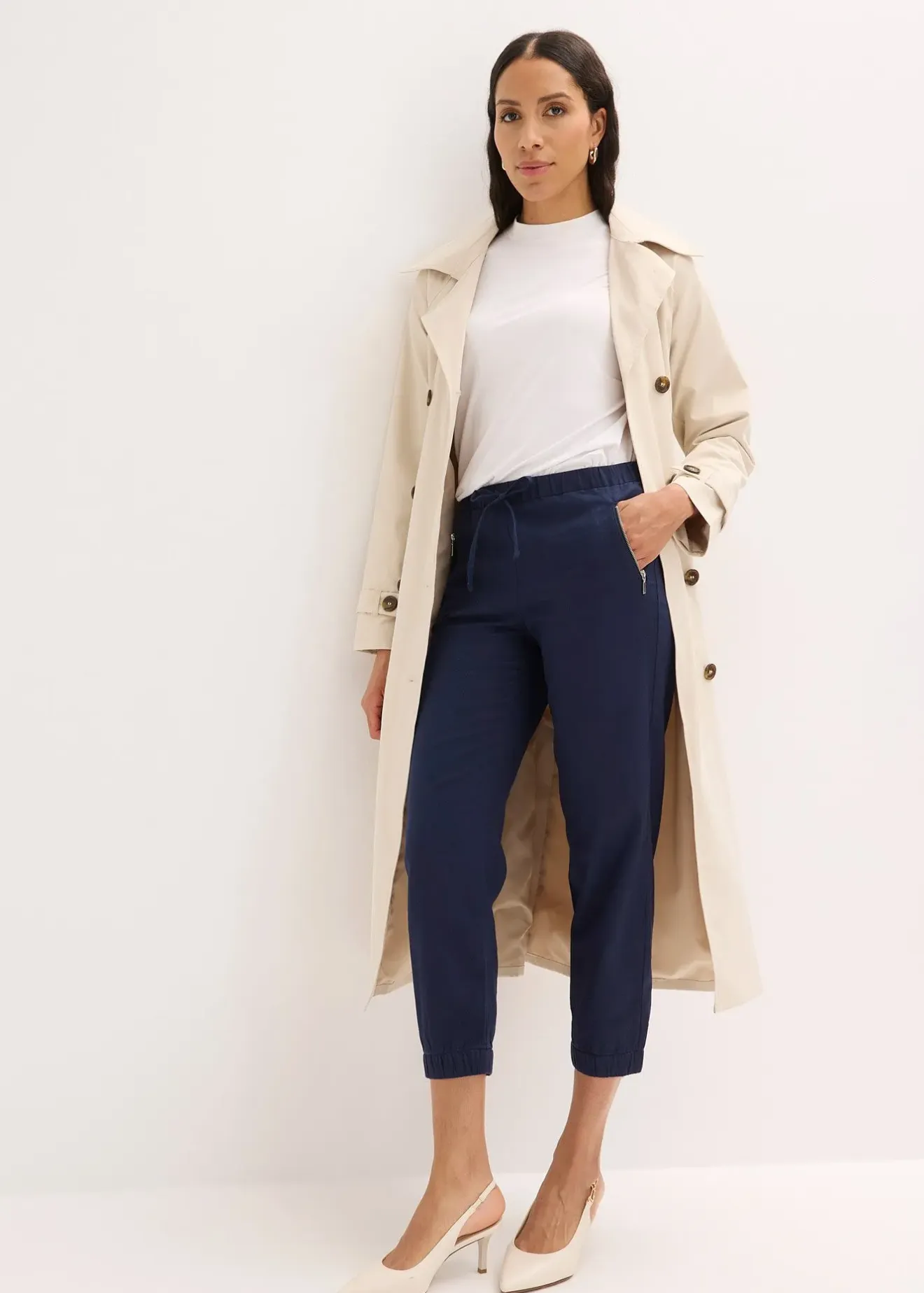 bonprix Pantalon 7/8 léger en lin et coton|Femme Pantalons