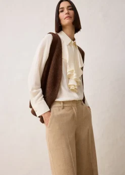 bonprix Pantalon à motif chevrons, laine majoritaire|Femme Premium|Pantalons