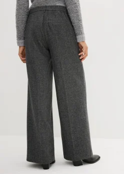 Femme bonprix Premium|Pantalons|Pantalon à motif chevrons, laine majoritaire