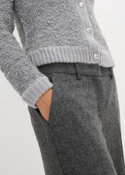 Femme bonprix Premium|Pantalons|Pantalon à motif chevrons, laine majoritaire