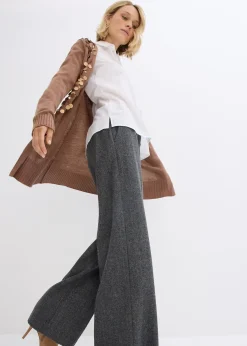 Femme bonprix Premium|Pantalons|Pantalon à motif chevrons, laine majoritaire