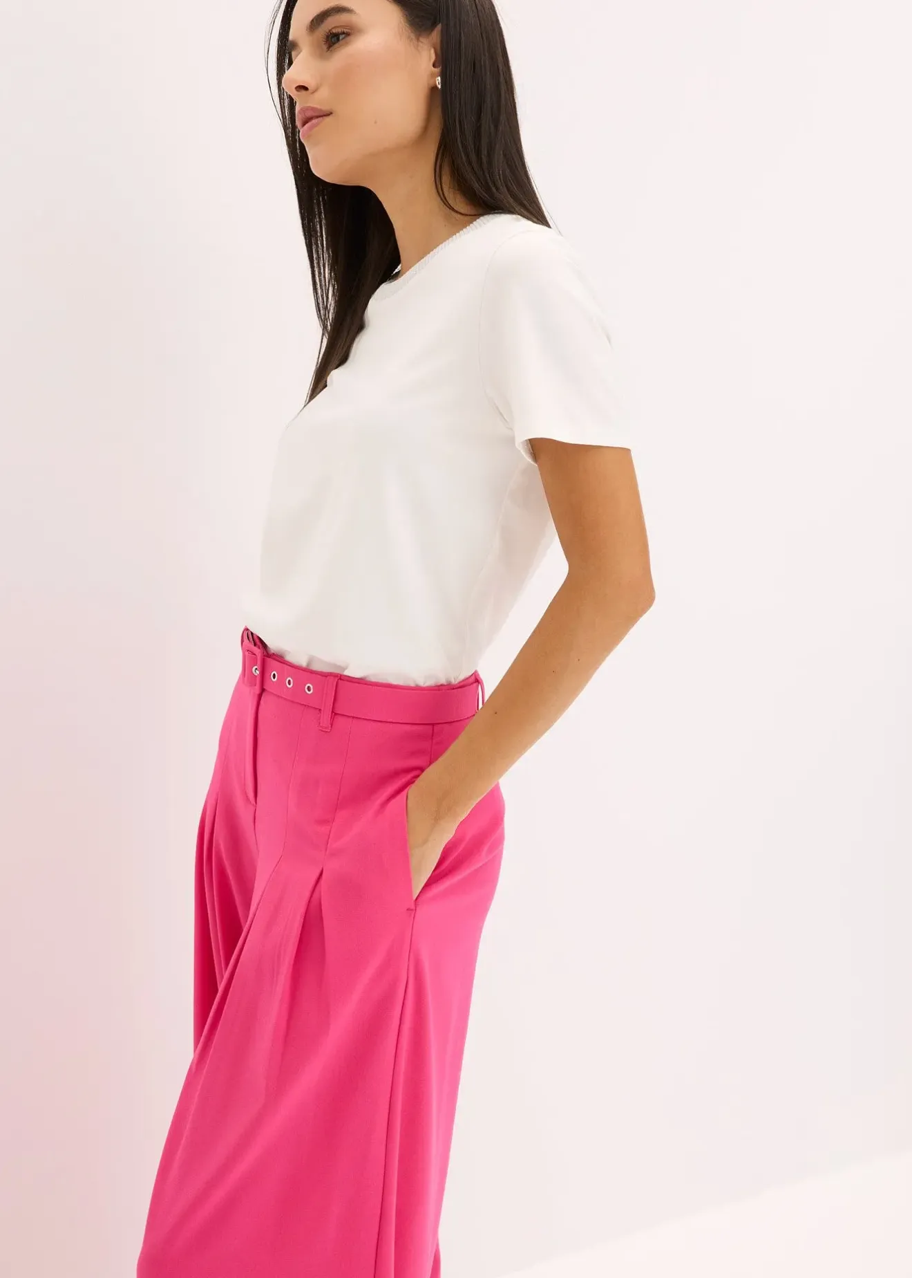 bonprix Pantalon à pinces avec ceinture (ens. 2 pces)|Femme Pantalons