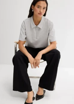 Femme bonprix Pantalons|Pantalon à pinces en twill 100% coton