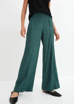 Femme bonprix Pantalons|Pantalon à taille élastiquée en crêpe de viscose fluide