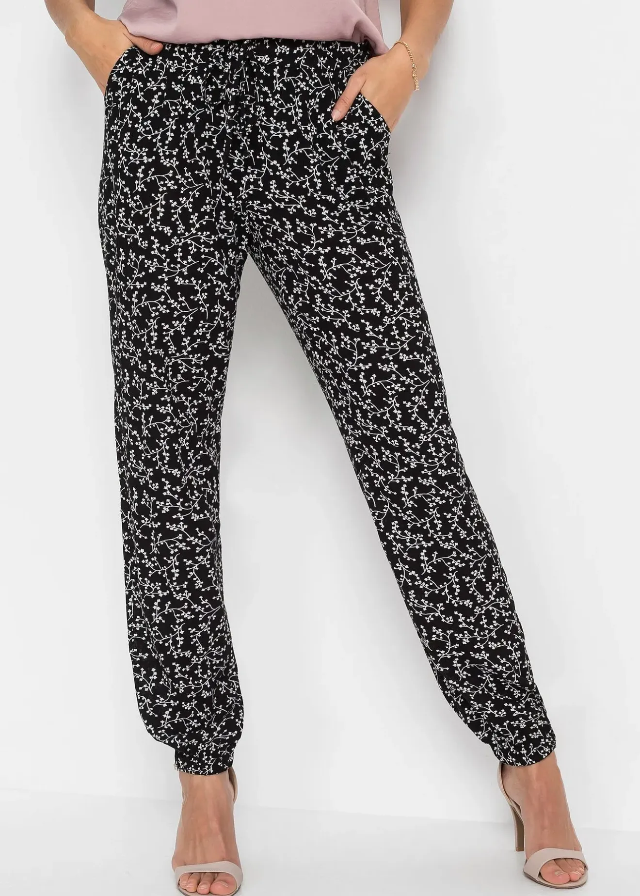 bonprix Pantalon 100% viscose, taille élastiquée|Femme Pantalons