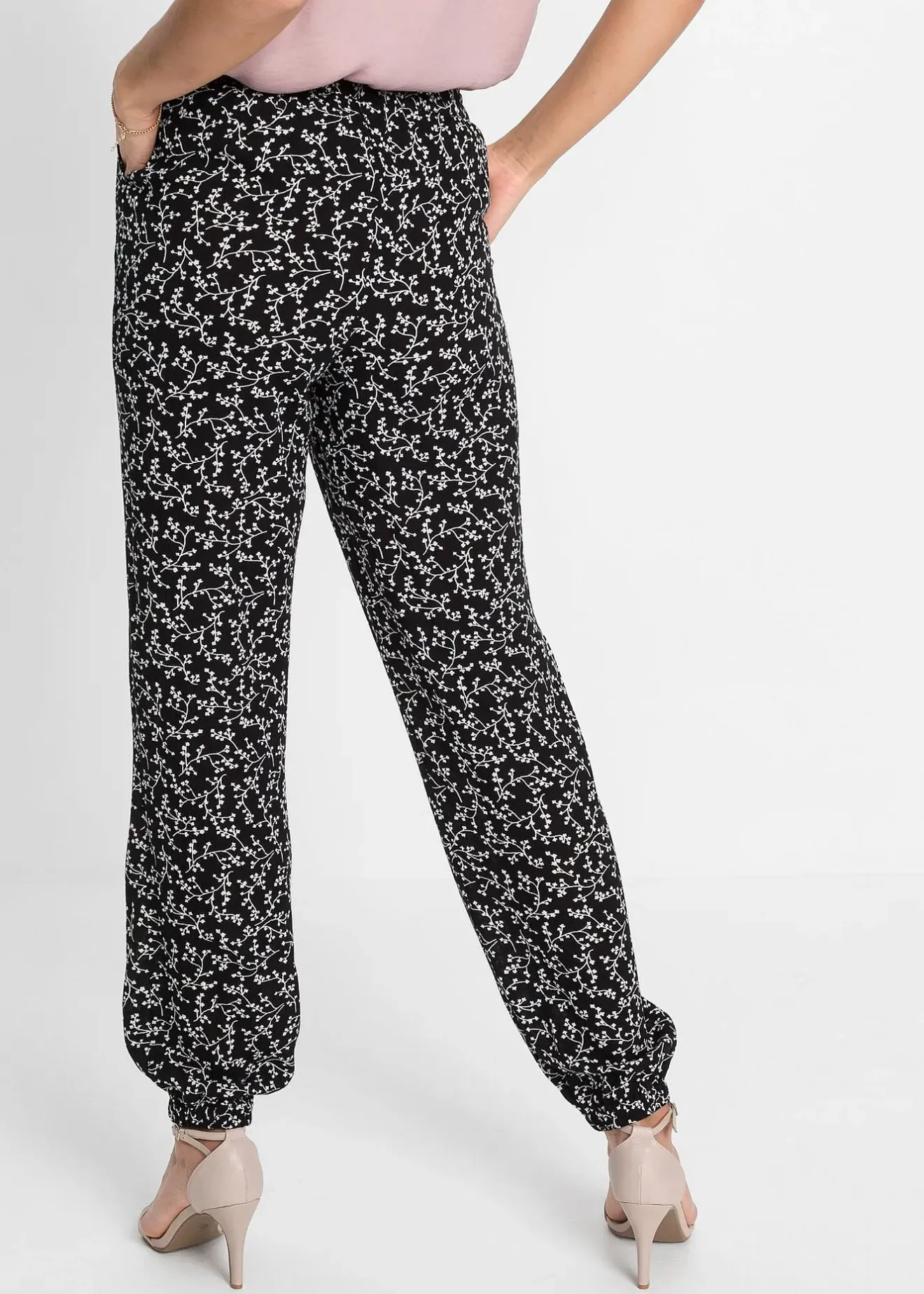 bonprix Pantalon 100% viscose, taille élastiquée|Femme Pantalons