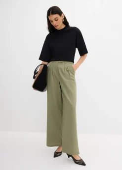 bonprix Pantalon avec bouton décoratif|Femme Pantalons