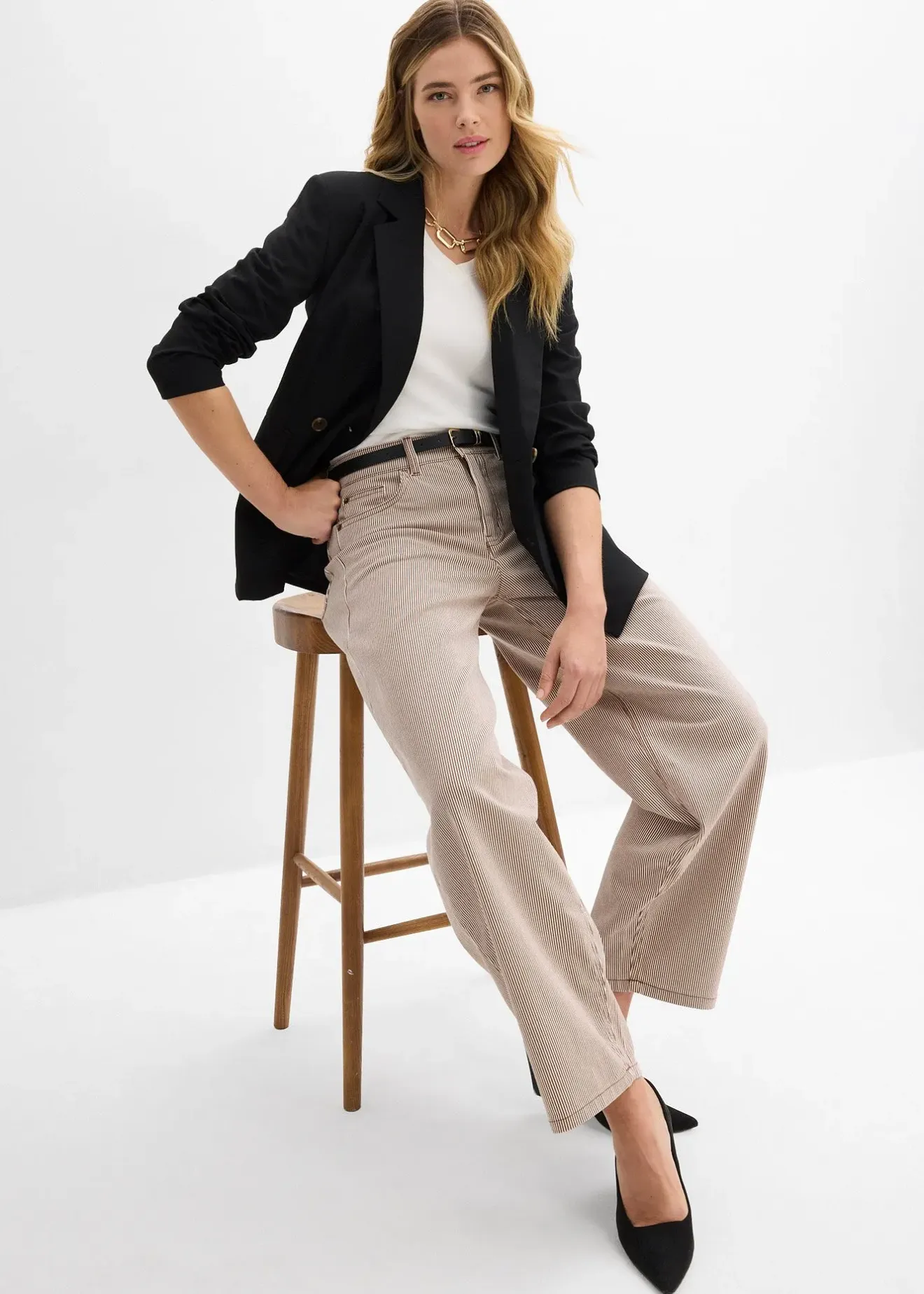 Femme bonprix Pantalons|Pantalon ballon à rayures