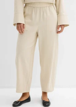 bonprix Pantalon barrel léger en lin mélangé|Femme Deux Pièces & Ensembles|Pantalons