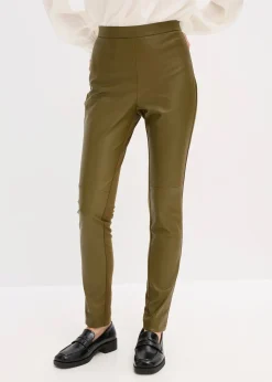 bonprix Pantalon bi-matière Punto di Roma et tissu enduit|Femme Pantalons