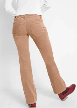 bonprix Pantalon bootcut en velours côtelé extensible|Femme Pantalons