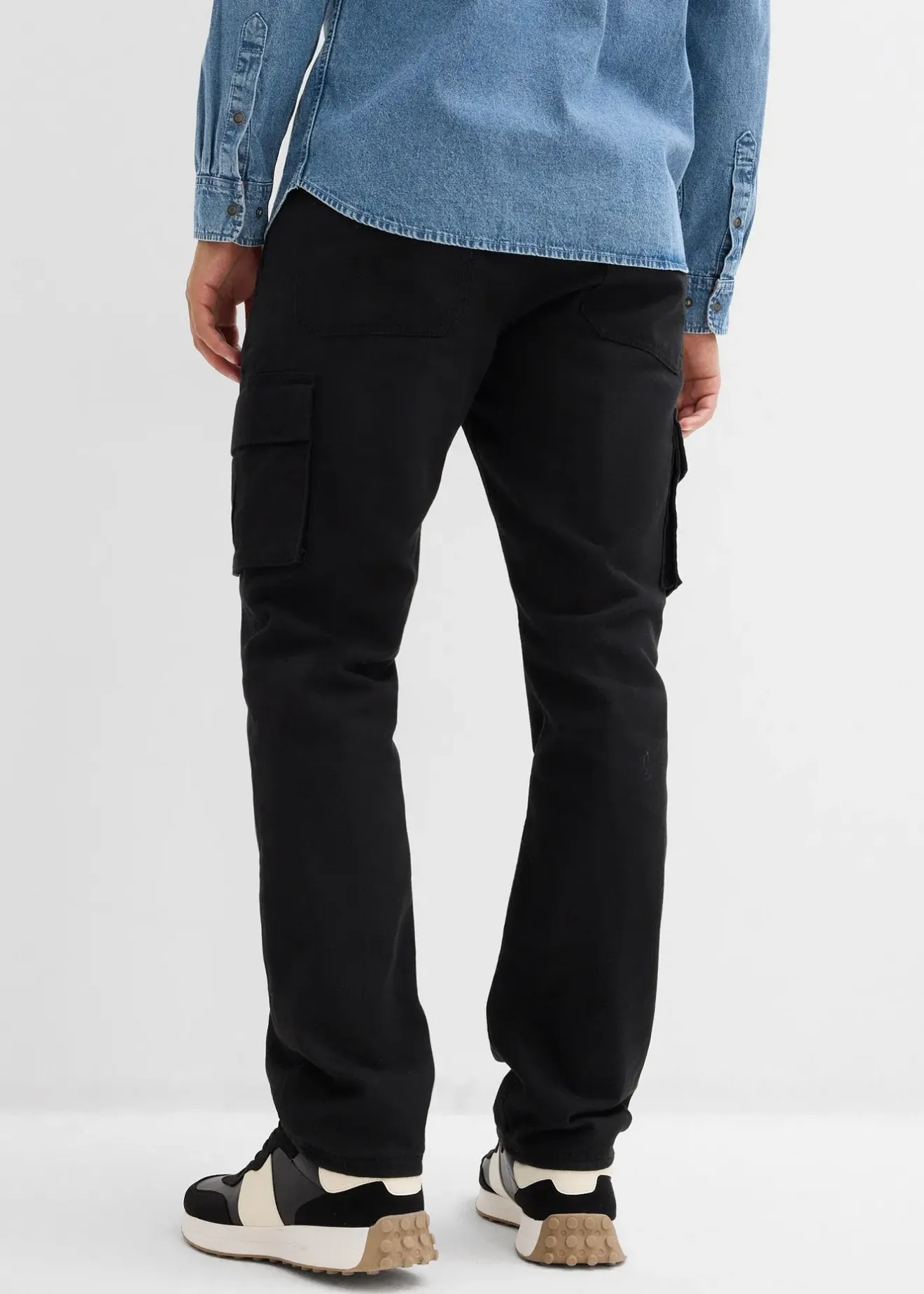 bonprix Pantalon cargo et loose à doublure chaude en flanelle et taille élastiquée, droit|Homme Vêtements Thermiques|Pantalons