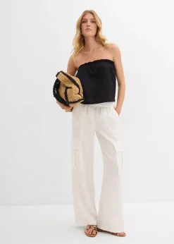 Femme bonprix Pantalons|Pantalon cargo fluide en Lyocell mélangé