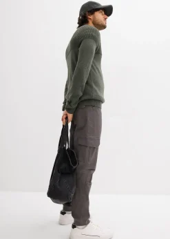 bonprix Pantalon cargo loose 100% coton, fuselé|Homme Pantalons