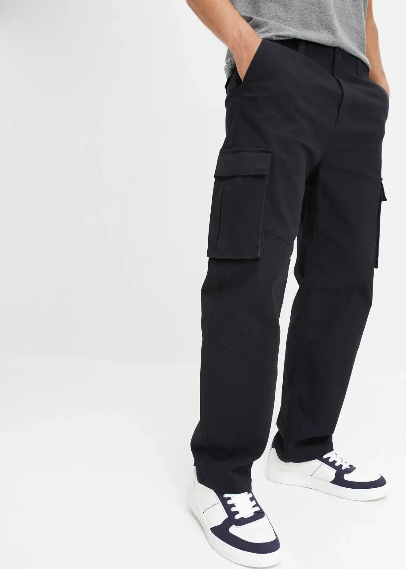 bonprix Pantalon cargo loose en coton extensible et robuste|Homme Pantalons