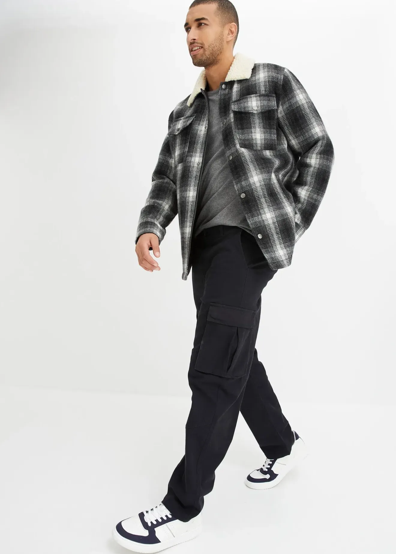 bonprix Pantalon cargo loose en coton extensible et robuste|Homme Pantalons