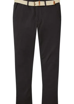 bonprix Pantalon chino droit avec taille élastique et ceinture, regular|Homme Pantalons