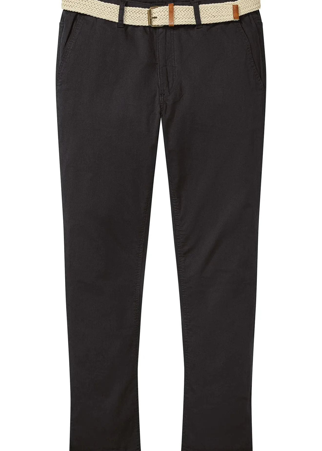 bonprix Pantalon chino droit avec taille élastique et ceinture, regular|Homme Pantalons
