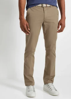 Homme bonprix Pantalons|Pantalon chino droit avec taille élastique et ceinture, regular
