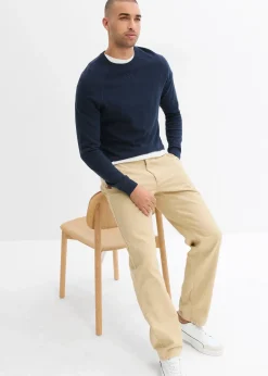 bonprix Pantalon chino droit et ample, 100% coton|Homme Pantalons