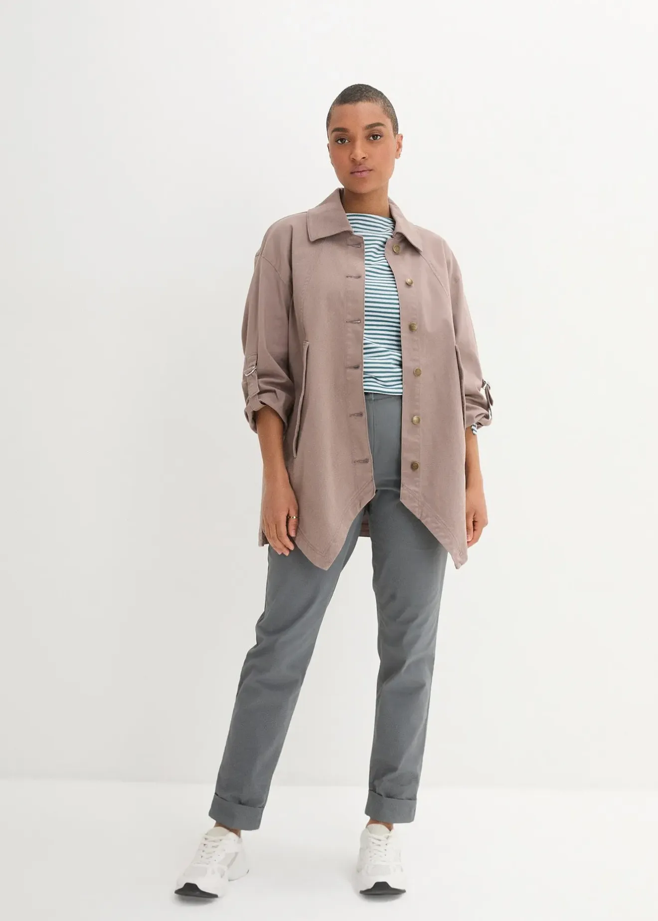 bonprix Pantalon chino en coton, longueur cheville|Femme Pantalons